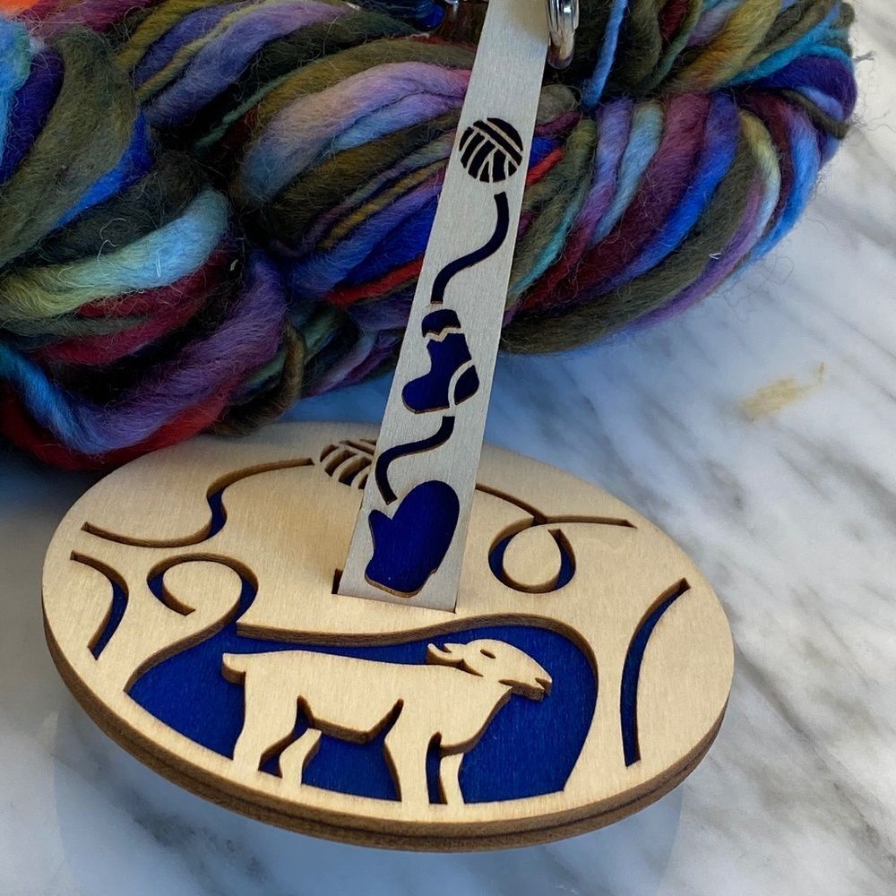 Wrist Yarn Holder: Sheep Design Wood Crochet Knitting Carousel Dispenser 